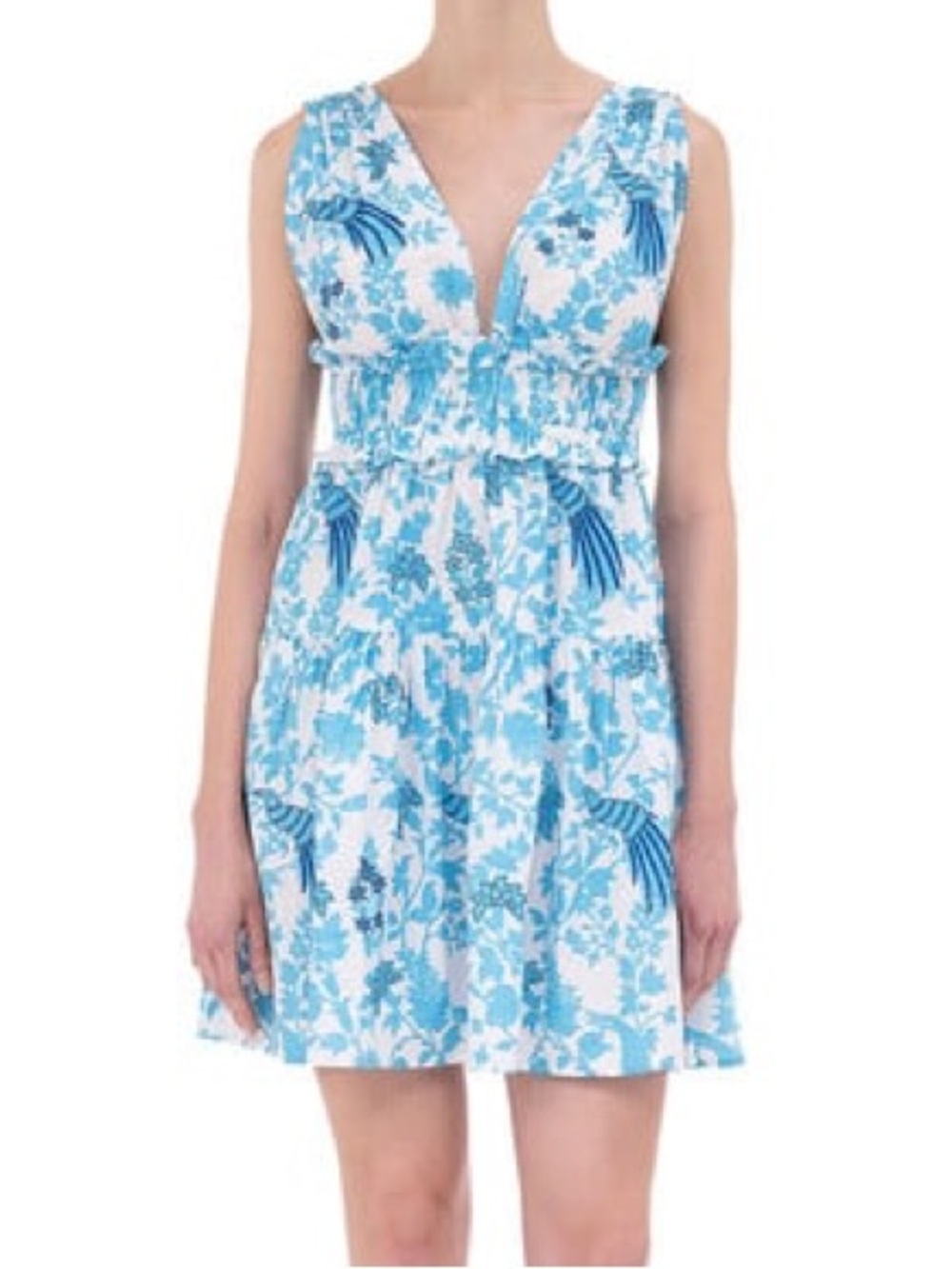 Banjanan Victoria’s dress Blue & White Floral V-Neck Sundress size M
